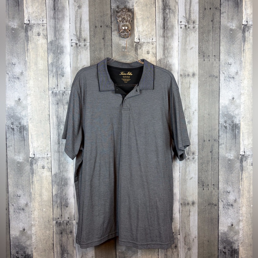 Tasso Elba Classic Polo in Grey Black Multicolor Size XXL.